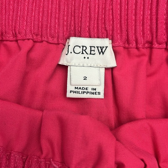 J Crew Pink Scalloped Hem Linen Mini Skirt, Elastic Waist, Side Pockets, Size 2 - Picture 9 of 11